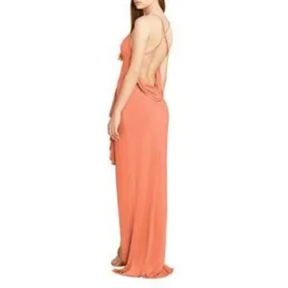 Katie May Cowl Neck Low Back Ruched Maxi Dress